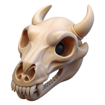 harmonious picturesque Animal skull NO BACKGROUND with Transparent Background. museum quality png