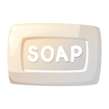 illustration of white soap for skin care, for body, laundry soap. Detergent for house cleaning. Spring cleaning, cleaning, cleanliness in the house. vector