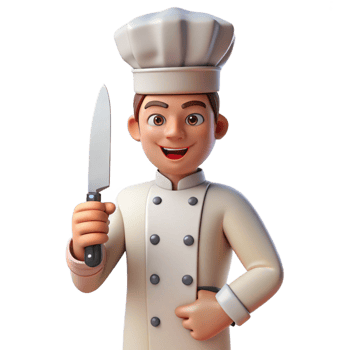 glorious exceptional Chef holding a knife, NO BACKGROUND with Transparent Background. png