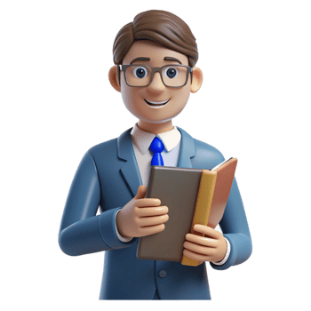 playful striking Teacher holding a book, NO BACKGROUND with Transparent Background. 8K png