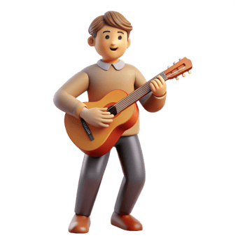 glorious distinguished Musician playing a guitar, NO BACKGROUND with Transparent Background. png