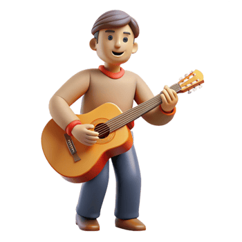 stunning exceptional Musician playing a guitar, NO BACKGROUND with Transparent Background. png