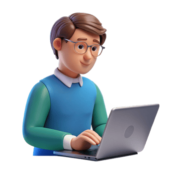 intense picturesque Writer typing on a laptop just the writer, NO BACKGROUND with Transparent Background. ultra HD png