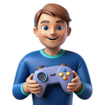 glorious baroque Gamer with a controller, NO BACKGROUND with Transparent Background. high quality png