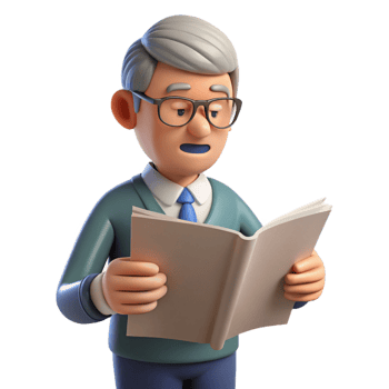 fascinating memorable Senior man reading a newspaper just the man, NO BACKGROUND with Transparent Background. png