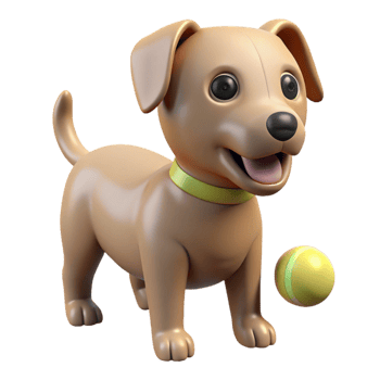 nostalgic beautiful Dog with a tennis ball, NO BACKGROUND with Transparent Background. ultra HD png