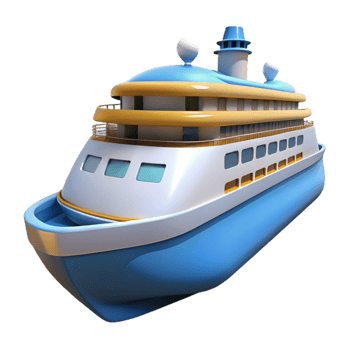 distinctive geometric Cruise ship, NO BACKGROUND with Transparent Background. detailed png