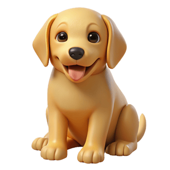 inspired industrial A playful golden retriever puppy, sitting. NO BACKGROUND with Transparent Background. professional png