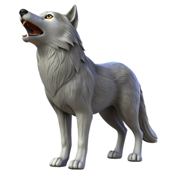 mesmerizing victorian A howling gray wolf, facing forward. NO BACKGROUND with Transparent Background. sharp png