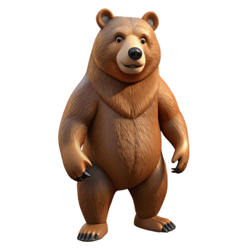 enchanting vintage A grizzly bear, standing on hind legs. NO BACKGROUND with Transparent Background. premium png