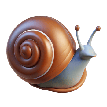 reflective vibrant A snail, shell visible. NO BACKGROUND with Transparent Background. professional png