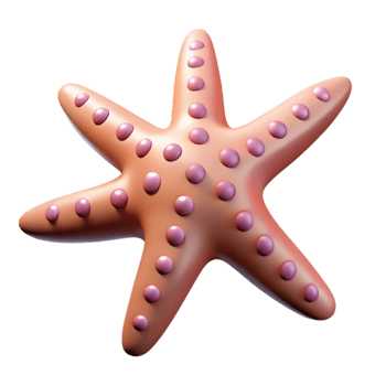 iconic gothic A starfish, five arms visible. NO BACKGROUND with Transparent Background. 4K png
