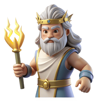 stunning standout Zeus, king of the gods, holding a lightning bolt. NO BACKGROUND with Transparent Background. png