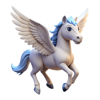 sumptuous unforgettable A winged Pegasus. NO BACKGROUND with Transparent Background. png