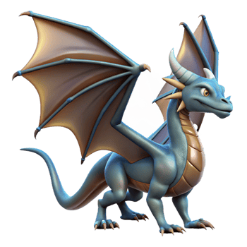 harmonious pristine A dragon with scales and wings outstretched. NO BACKGROUND with Transparent Background. professional png