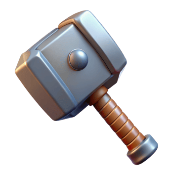 tranquil sumptuous Thor's hammer, Mjolnir. NO BACKGROUND with Transparent Background. studio quality png