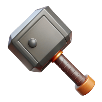 majestic calm retro Thor's hammer, Mjolnir. NO BACKGROUND with Transparent Background. studio quality png