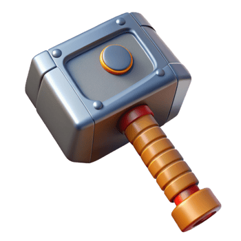 radiant abstract Thor's hammer, Mjolnir. NO BACKGROUND with Transparent Background. authentic png