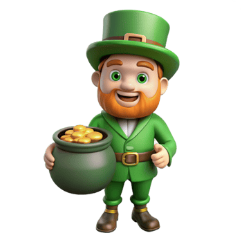 magnificent mid-century A Leprechaun with a pot of gold. NO BACKGROUND with Transparent Background. gallery standard png