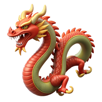 sought-after minimalist A Chinese dragon, serpentine and powerful. NO BACKGROUND with Transparent Background. impeccable png