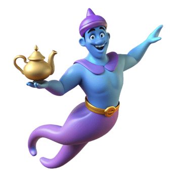 gorgeous nordic A powerful genie, emerging from a magic lamp, NO BACKGROUND with Transparent Background. refined png