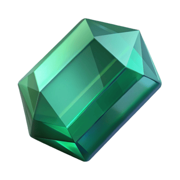 exquisite iconic A single, polished gemstone, emerald cut, NO BACKGROUND with Transparent Background. png