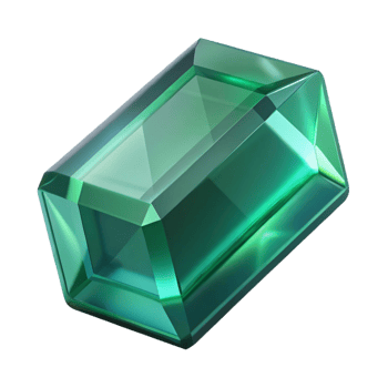 magnificent iconic A single, polished gemstone, emerald cut, NO BACKGROUND with Transparent Background. png
