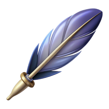 inspired coastal A single, elegant feather pen, NO BACKGROUND with Transparent Background. authentic png