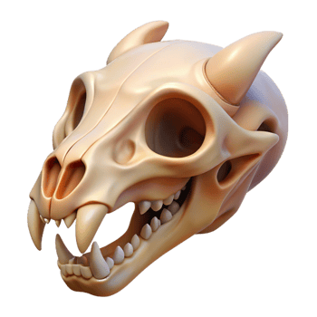 vibrant dreamy surreal A detailed, animal skull, NO BACKGROUND with Transparent Background. professional png