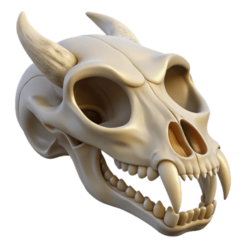 inspired gothic A detailed, animal skull, NO BACKGROUND with Transparent Background. artisan png