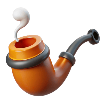 spectacular unforgettable A stylized, smoking pipe, NO BACKGROUND with Transparent Background. png