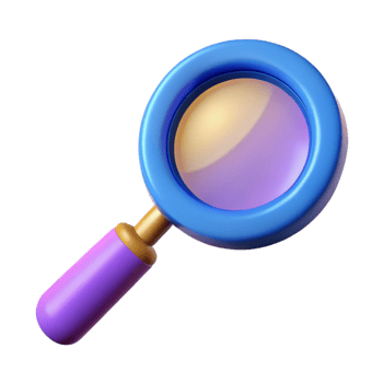 melancholic serene A stylized, magnifying glass, NO BACKGROUND with Transparent Background. high resolution png