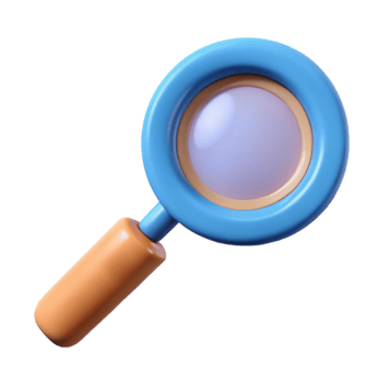 radiant whimsical futuristic A stylized, magnifying glass, NO BACKGROUND with Transparent Background. detailed png