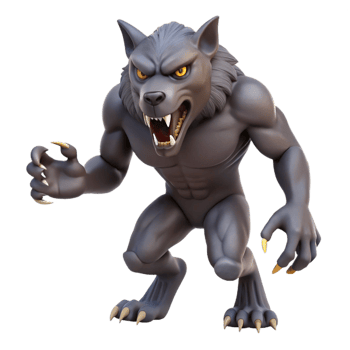 wonderful intense artistic A snarling werewolf, claws extended. NO BACKGROUND with Transparent Background. luxury png