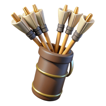 serene distinguished A quiver full of arrows, fletched with eagle feathers. NO BACKGROUND with Transparent Background. png