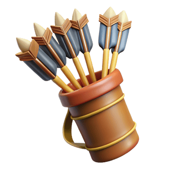 pristine nostalgic modern A quiver full of arrows, fletched with eagle feathers. NO BACKGROUND with Transparent Background. masterfully captured png