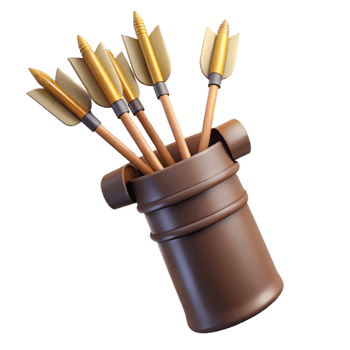 signature art deco A quiver full of arrows, fletched with eagle feathers. NO BACKGROUND with Transparent Background. refined png