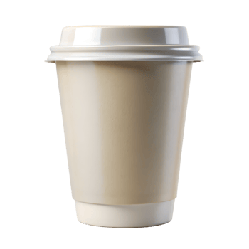 Realistic Beige Paper Coffee Cup with Plastic Lid on Transparent Background png