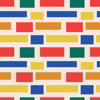 illustration showcasing a seamless pattern of colorful rectangles in red, blue, yellow, green, and orange. The geometric arrangement creates a dynamic and vibrant design vector