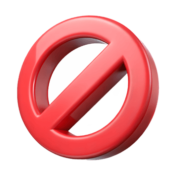 3D Red Circle with Diagonal Bar and Transparent Background, prohibition glossy icon png