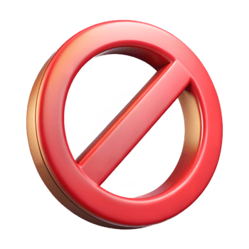 Glossy Red Circle with a Line Through on Transparent Background Prohibition Symbol png
