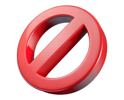 Shiny Red Not Allowed Sign with a Diagonal Line on a Transparent Background png