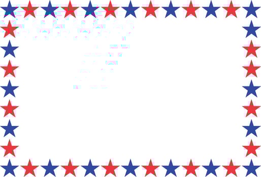 American patriotic stars horizontal frame . American patriotic border frame for cards and invitations . illustration vector