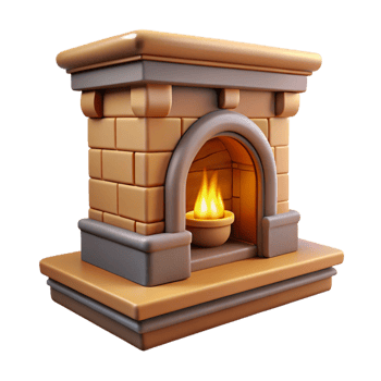 tranquil beautiful Craftsman bungalow fireplace mantelpiece, NO BACKGROUND with Transparent Background. expertly shot png