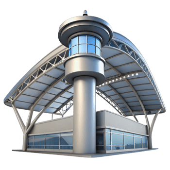 vibrant timeless Modern airport terminal ceiling structure, NO BACKGROUND with Transparent Background. png
