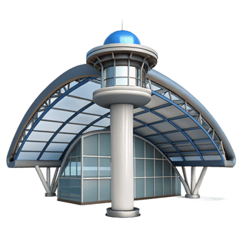 enchanting nostalgic avant-garde Modern airport terminal ceiling structure, NO BACKGROUND with Transparent Background. studio quality png