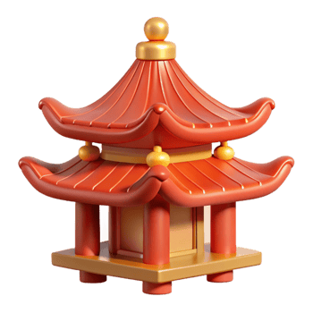 picturesque quintessential Traditional Chinese pagoda roof ornament, NO BACKGROUND with Transparent Background. png