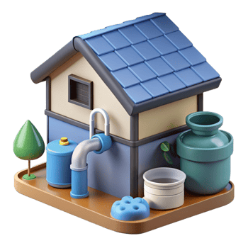enchanting timeless Sustainable house rainwater harvesting system component, NO BACKGROUND with Transparent Background. png