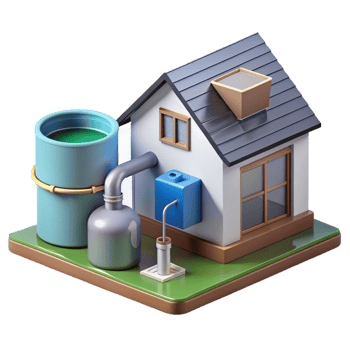 mesmerizing classic Sustainable house rainwater harvesting system component, NO BACKGROUND with Transparent Background. authentic png