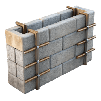 romantic dazzling Concrete wall reinforced concrete rebar detail, NO BACKGROUND with Transparent Background. studio quality png